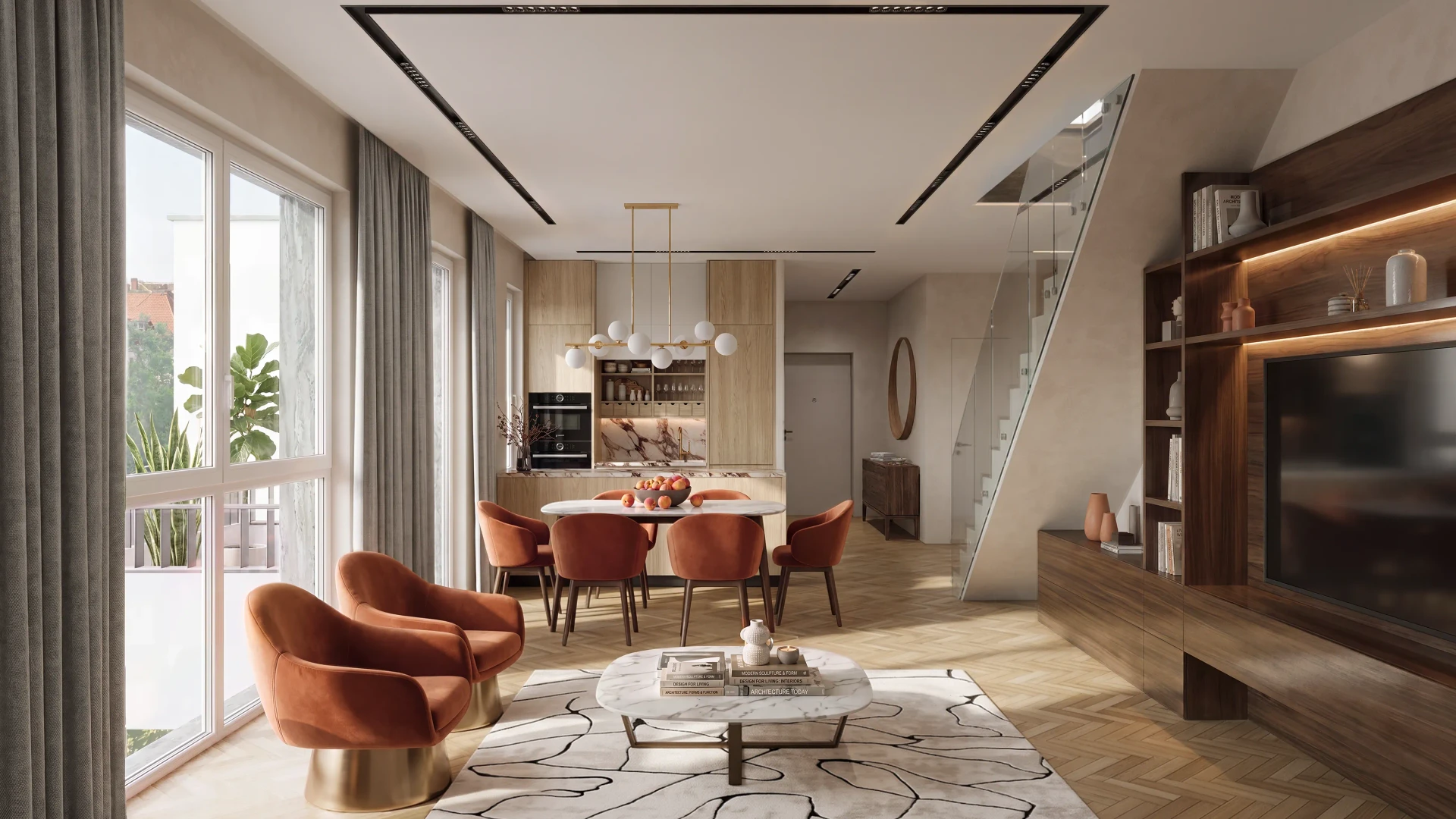 Wohnzimmer in L12 mit Essplatz und Küche, Lindauer Allee 12